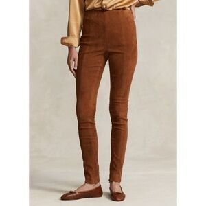 Ralph Lauren Brown Suede Skinny High-Waisted Pants